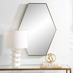Ankara Brass Hexagon Mirror - Ornate Home