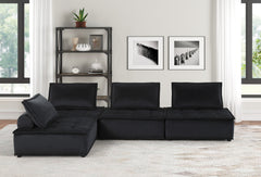 Anna Black 120"W Velvet 4-Piece Sectional Sofa - Ornate Home
