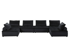 Anna Black 160"W Velvet Modular U-Shape Sectional Sofa - Ornate Home