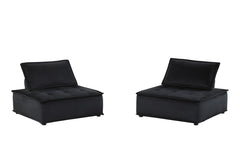 Anna Black 40"W Velvet Armless Lounge Chair (Set of 2) - Ornate Home
