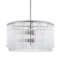 Anna Gunmetal/Clear Hanging Glass Rods Six Bulb Chandelier - Ornate Home