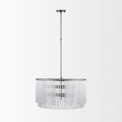 Anna Gunmetal/Clear Hanging Glass Rods Six Bulb Chandelier - Ornate Home