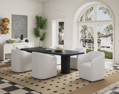 Anna Round Faux Leather Dining Armchair in Cream - Ornate Home