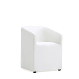 Anna Round Faux Leather Dining Armchair in Cream - Ornate Home