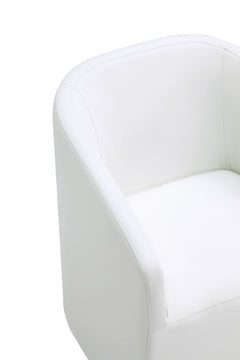 Anna Round Faux Leather Dining Armchair in Cream - Ornate Home