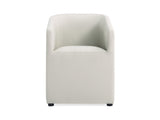 Anna Round Faux Leather Dining Armchair in Light Stone Grey - Ornate Home