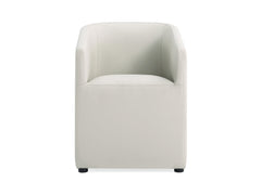 Anna Round Faux Leather Dining Armchair in Light Stone Grey - Ornate Home