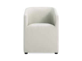 Anna Round Faux Leather Dining Armchair in Light Stone Grey - Ornate Home