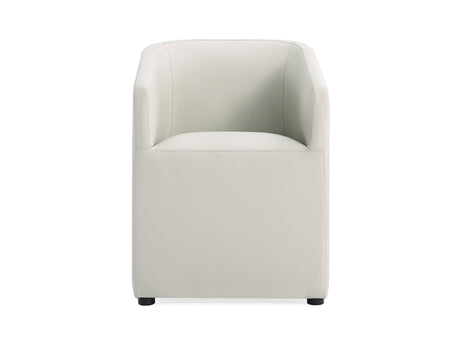 Anna Round Faux Leather Dining Armchair in Light Stone Grey - Ornate Home