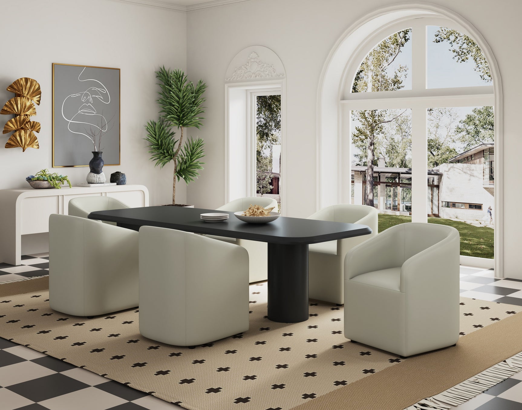 Anna Round Faux Leather Dining Armchair in Light Stone Grey - Ornate Home
