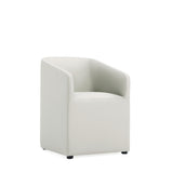 Anna Round Faux Leather Dining Armchair in Light Stone Grey - Ornate Home