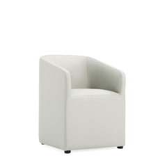 Anna Round Faux Leather Dining Armchair in Light Stone Grey - Ornate Home