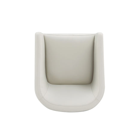 Anna Round Faux Leather Dining Armchair in Light Stone Grey - Ornate Home