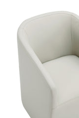 Anna Round Faux Leather Dining Armchair in Light Stone Grey - Ornate Home
