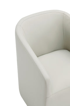 Anna Round Faux Leather Dining Armchair in Light Stone Grey - Ornate Home