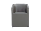 Anna Round Faux Leather Dining Armchair in Pewter - Ornate Home