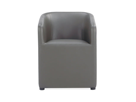 Anna Round Faux Leather Dining Armchair in Pewter - Ornate Home