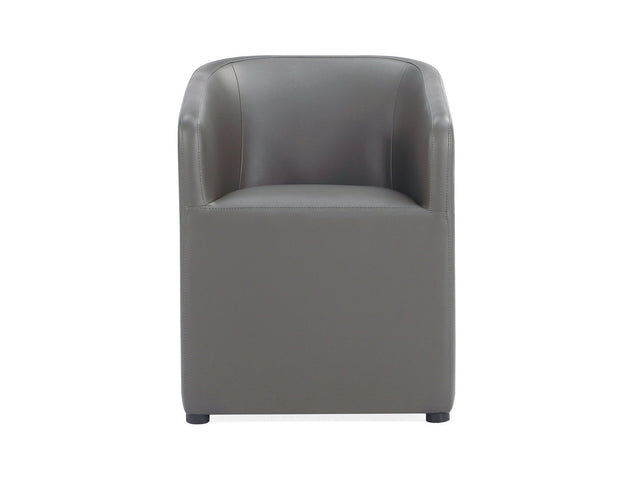 Anna Round Faux Leather Dining Armchair in Pewter - Ornate Home