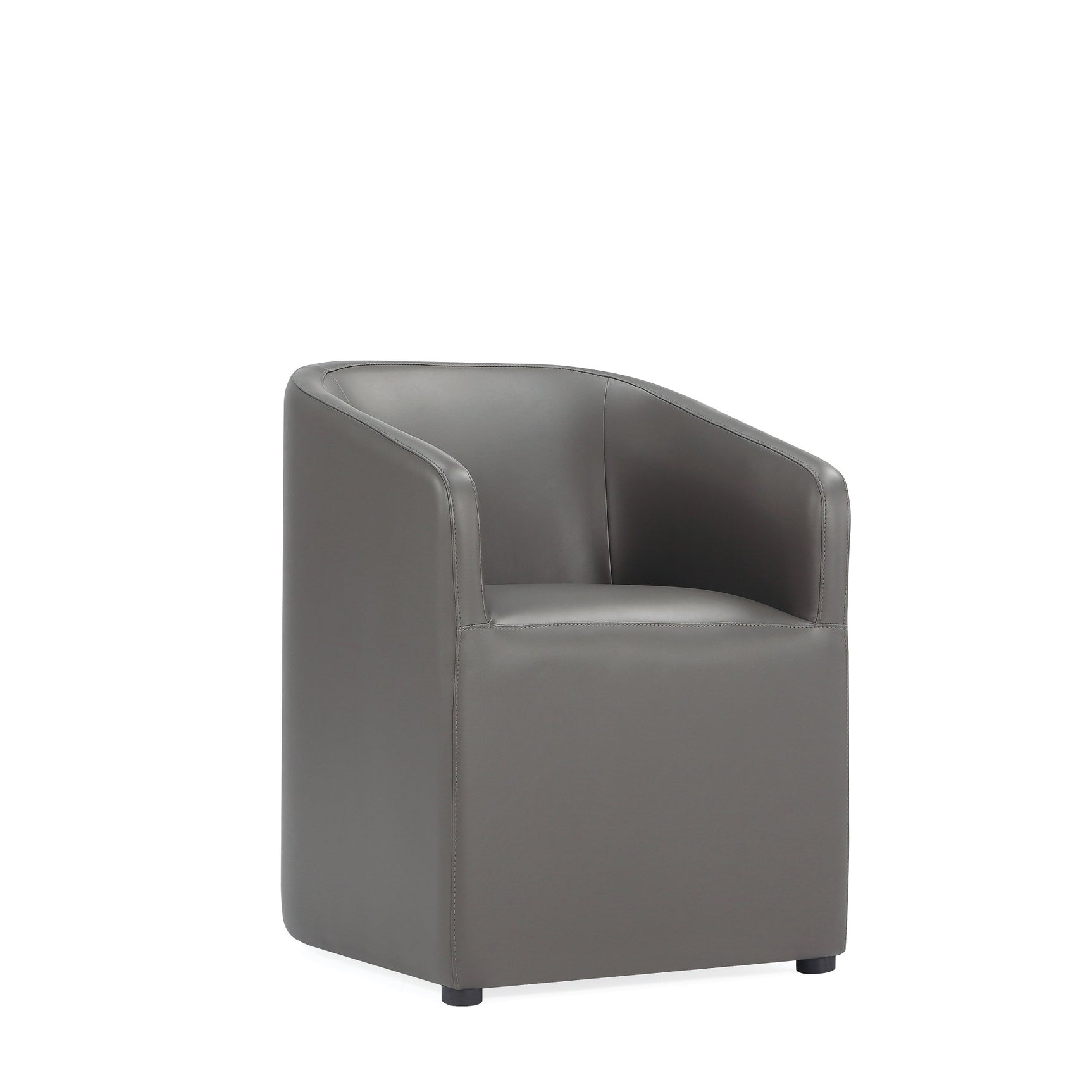Anna Round Faux Leather Dining Armchair in Pewter - Ornate Home
