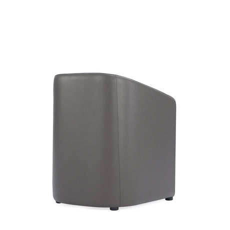 Anna Round Faux Leather Dining Armchair in Pewter - Ornate Home