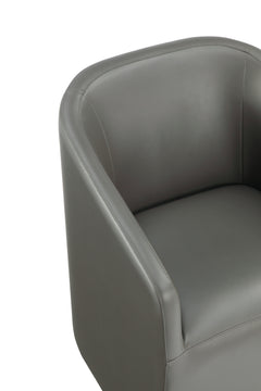 Anna Round Faux Leather Dining Armchair in Pewter - Ornate Home