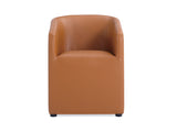 Anna Round Faux Leather Dining Armchair in Saddle - Ornate Home