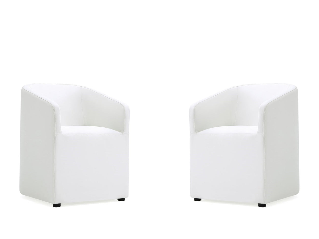 Anna Round Faux Leather Dining Chair in Cream (set of 2) - Ornate Home