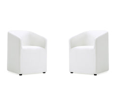 Anna Round Faux Leather Dining Chair in Cream (set of 2) - Ornate Home