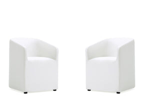 Anna Round Faux Leather Dining Chair in Cream (set of 2) - Ornate Home