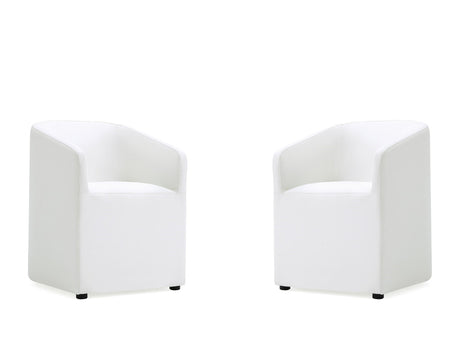 Anna Round Faux Leather Dining Chair in Cream (set of 2) - Ornate Home