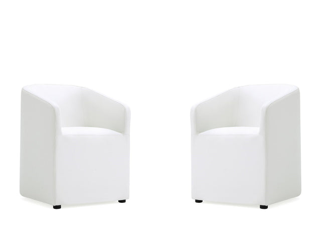 Anna Round Faux Leather Dining Chair in Cream (set of 2) - Ornate Home