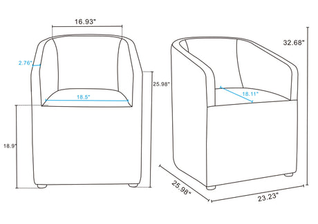 Anna Round Faux Leather Dining Chair in Cream (set of 2) - Ornate Home