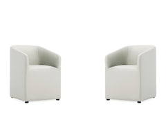 Anna Round Faux Leather Dining Chair in Light Stone Grey (set of 2) - Ornate Home