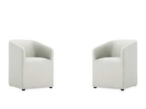 Anna Round Faux Leather Dining Chair in Light Stone Grey (set of 2) - Ornate Home