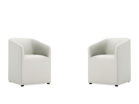 Anna Round Faux Leather Dining Chair in Light Stone Grey (set of 2) - Ornate Home