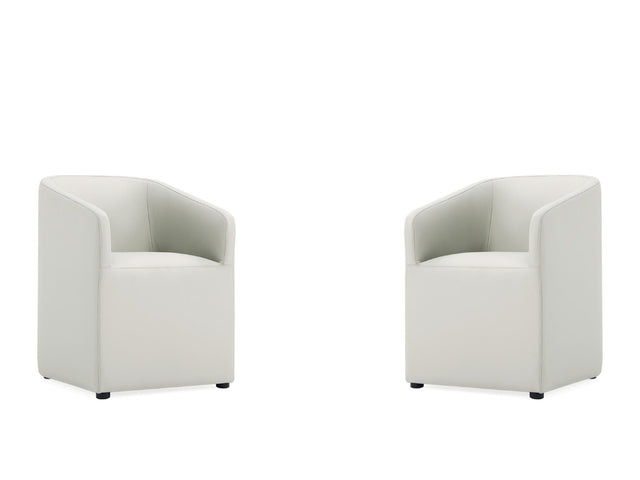 Anna Round Faux Leather Dining Chair in Light Stone Grey (set of 2) - Ornate Home