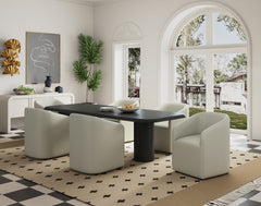 Anna Round Faux Leather Dining Chair in Light Stone Grey (set of 2) - Ornate Home