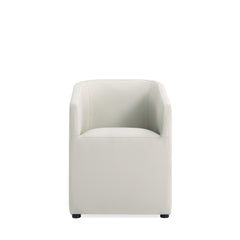 Anna Round Faux Leather Dining Chair in Light Stone Grey (set of 2) - Ornate Home