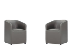 Anna Round Faux Leather Dining Chair in Pewter (set of 2) - Ornate Home