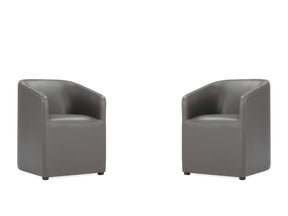 Anna Round Faux Leather Dining Chair in Pewter (set of 2) - Ornate Home