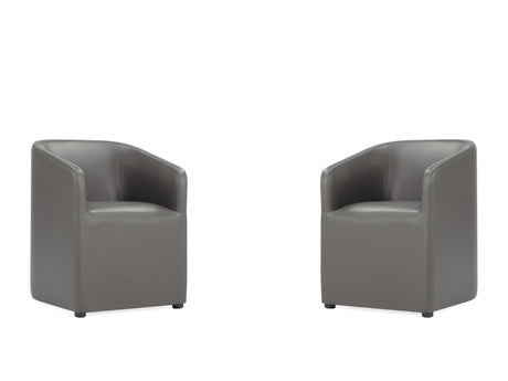 Anna Round Faux Leather Dining Chair in Pewter (set of 2) - Ornate Home