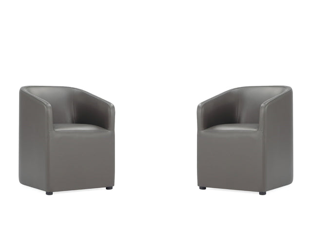 Anna Round Faux Leather Dining Chair in Pewter (set of 2) - Ornate Home