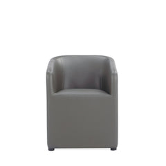 Anna Round Faux Leather Dining Chair in Pewter (set of 2) - Ornate Home