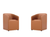 Anna Round Faux Leather Dining Chair in Saddle (set of 2) - Ornate Home