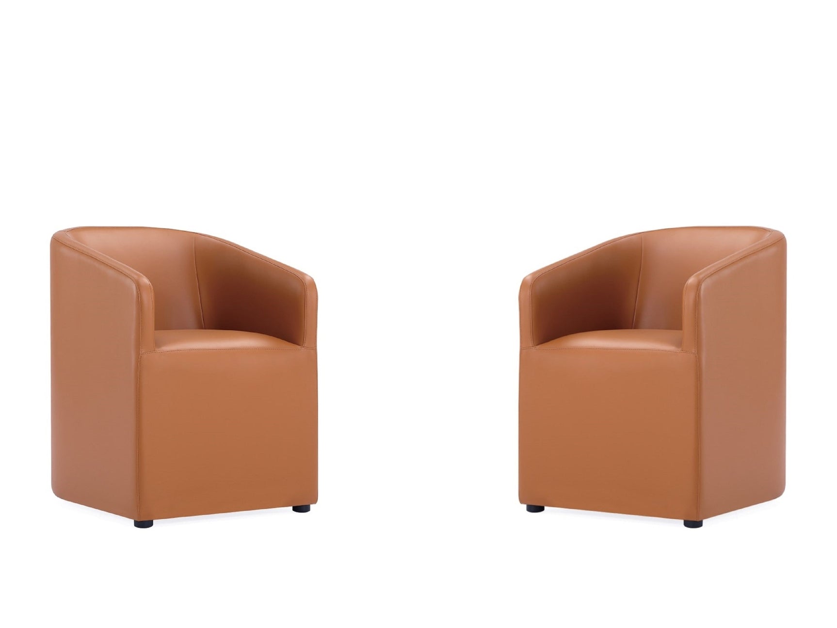 Anna Round Faux Leather Dining Chair in Saddle (set of 2) - Ornate Home