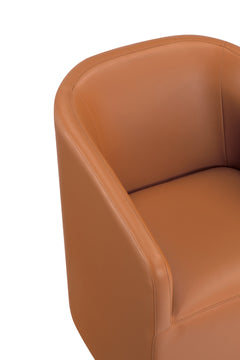 Anna Round Faux Leather Dining Chair in Saddle (set of 2) - Ornate Home
