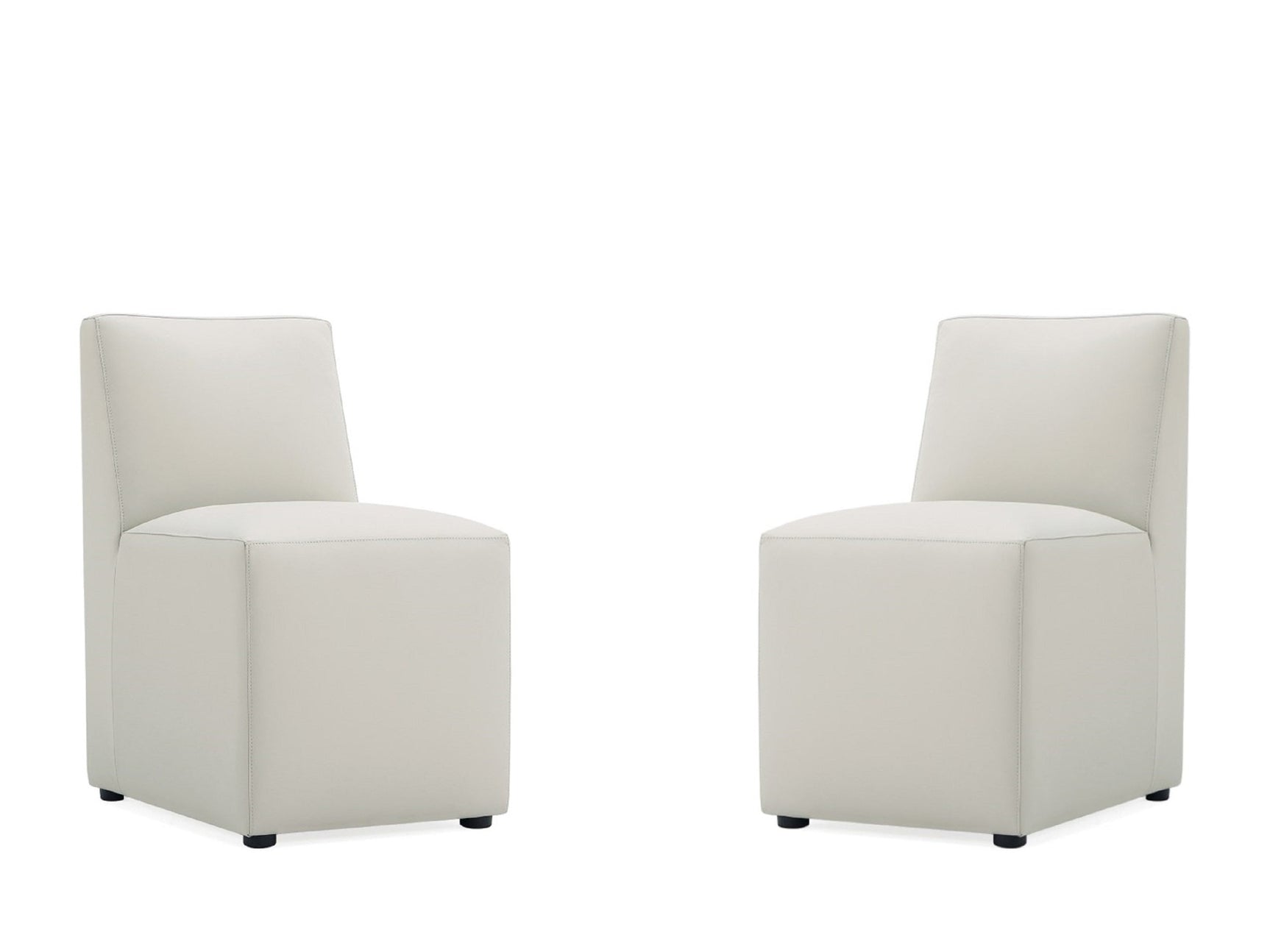 Anna Square Faux Leather Armless Dining Chair in Light Stone Grey (set of 2) - Ornate Home