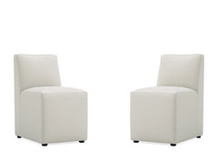 Anna Square Faux Leather Armless Dining Chair in Light Stone Grey (set of 2) - Ornate Home