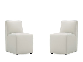 Anna Square Faux Leather Armless Dining Chair in Light Stone Grey (set of 2) - Ornate Home