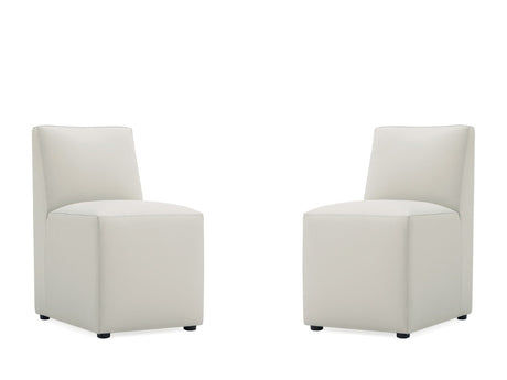 Anna Square Faux Leather Armless Dining Chair in Light Stone Grey (set of 2) - Ornate Home